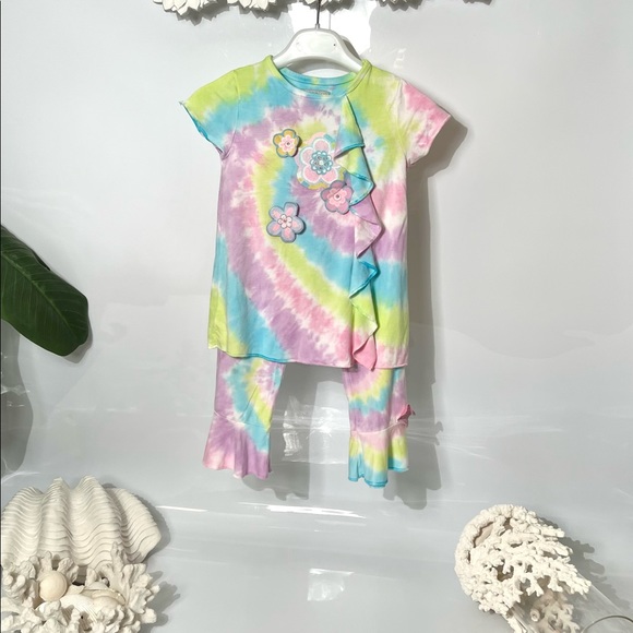 JM Collection Girls Tie-dye 2 Piece Pants Set Size 4T - Picture 1 of 15